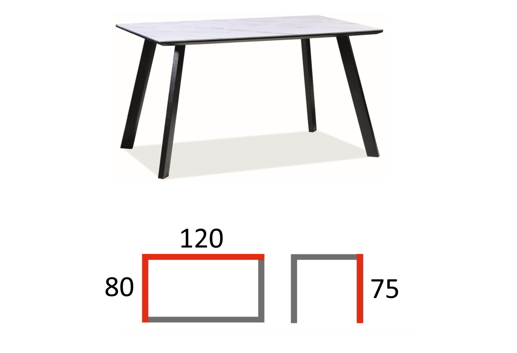 stół prostokątny, efekt marmuru samuel, wymiary